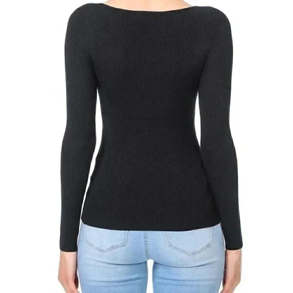 RIBBED LACE FRONT DETAILED TOP - Picture 2 of 2